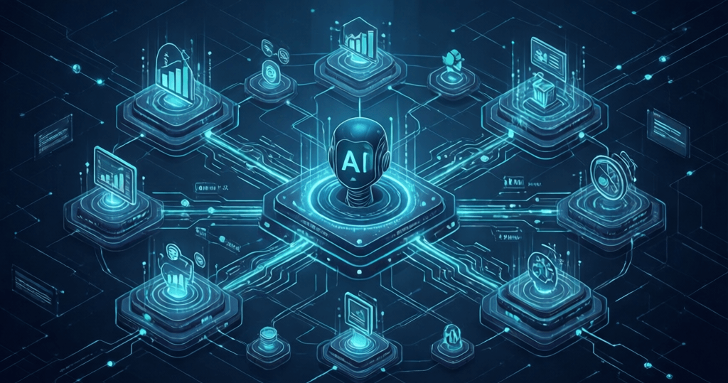 AI Agent作為核心節點連接ERP、CRM與財務系統的工作流程自動化架構-GTS企業系統與軟體客製開發