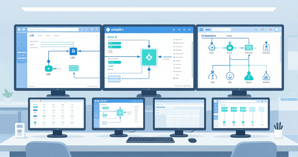 HIMS Hospital Information Management System Six Core Interface Technical Architecture Diagram | GTS Enterprise Systems & Software Custom Development